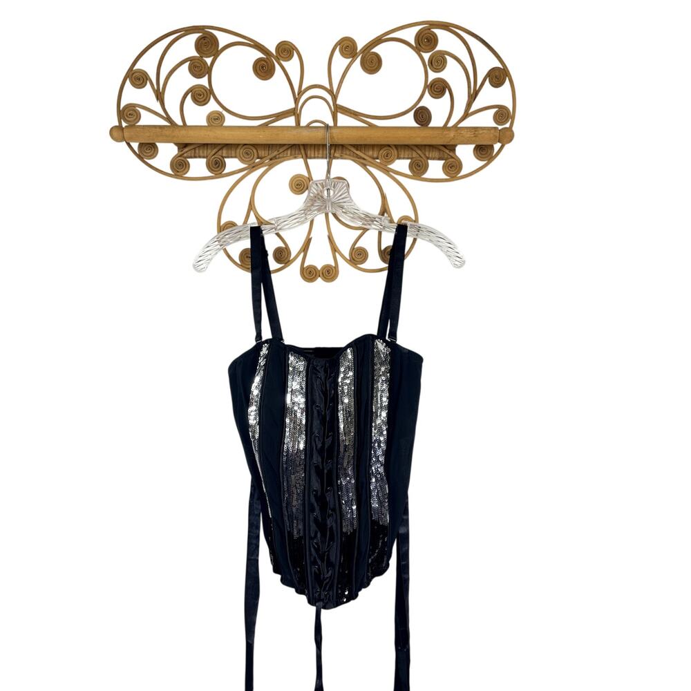 New Cacique black sequin bustier top 14/16